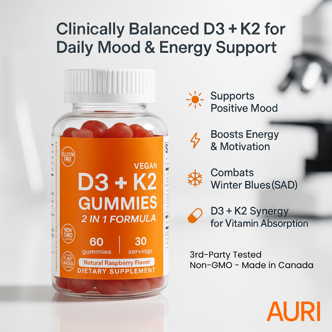 AURI™ – D3 + K2 Gummies Mood & Energy Support for the Darker Months
